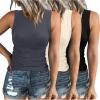 imageXIEERDUO Sleeveless Tops for Women 3 Pack Crew Neck Undershirt Casaul Shirts Black Beige Grey M