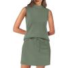 imageXIEERDUO Two Piece Skirt Sets for Women Summer Beach Vacation Outfits Mock Neck Tops Tennis Skirt Lounge Matching SetsGreen