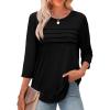 imageXIEERDUO Womens 34 Length Sleeve Tops Dressy Casual Blouses Crewneck TShirts Loose Curved Hem Tunic S3XLA Black