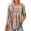 imageXIEERDUO Womens 34 Length Sleeve Tops Dressy Casual Blouses Crewneck TShirts Loose Curved Hem Tunic S3XLZ Tie Dye Brown