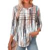 imageXIEERDUO Womens 34 Length Sleeve Tops Dressy Casual Blouses Crewneck TShirts Loose Curved Hem Tunic S3XLZ Tie Dye Multi
