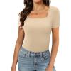 A Short Sleeve Ribbed Aapricot