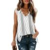 imageXIEERDUO Womens V Neck Lace Tank Tops Summer Casual Sleeveless Shirts Tops Side SplitAcstripe