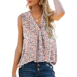 imageXIEERDUO Ladies Tank Tops Loose Casual Chiffon Sleeveless Tanks Dressy Floral Print L