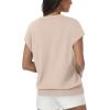 imageWomens Tops Summer Sweaters Short Sleeve Shirts Dressy Casual Basic Casual Cap Sleeve Tops Beach Vacation ClothesApricot