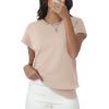 imageWomens Tops Summer Sweaters Short Sleeve Shirts Dressy Casual Basic Casual Cap Sleeve Tops Beach Vacation ClothesApricot