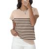 imageWomens Tops Summer Sweaters Short Sleeve Shirts Dressy Casual Basic Casual Cap Sleeve Tops Beach Vacation ClothesApricot Black