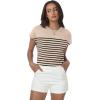 imageWomens Tops Summer Sweaters Short Sleeve Shirts Dressy Casual Basic Casual Cap Sleeve Tops Beach Vacation ClothesApricot Black