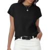 imageWomens Tops Summer Sweaters Short Sleeve Shirts Dressy Casual Basic Casual Cap Sleeve Tops Beach Vacation ClothesBlack