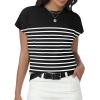 imageWomens Tops Summer Sweaters Short Sleeve Shirts Dressy Casual Basic Casual Cap Sleeve Tops Beach Vacation ClothesBlack White