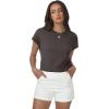 imageWomens Tops Summer Sweaters Short Sleeve Shirts Dressy Casual Basic Casual Cap Sleeve Tops Beach Vacation ClothesCoffee