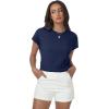 imageWomens Tops Summer Sweaters Short Sleeve Shirts Dressy Casual Basic Casual Cap Sleeve Tops Beach Vacation ClothesDark Blue