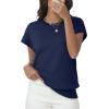 imageWomens Tops Summer Sweaters Short Sleeve Shirts Dressy Casual Basic Casual Cap Sleeve Tops Beach Vacation ClothesDark Blue