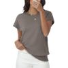 imageWomens Tops Summer Sweaters Short Sleeve Shirts Dressy Casual Basic Casual Cap Sleeve Tops Beach Vacation ClothesKhaki