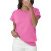 imageWomens Tops Summer Sweaters Short Sleeve Shirts Dressy Casual Basic Casual Cap Sleeve Tops Beach Vacation ClothesPink