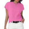 imageWomens Tops Summer Sweaters Short Sleeve Shirts Dressy Casual Basic Casual Cap Sleeve Tops Beach Vacation ClothesPink