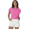 imageWomens Tops Summer Sweaters Short Sleeve Shirts Dressy Casual Basic Casual Cap Sleeve Tops Beach Vacation ClothesPink