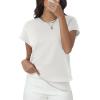 imageWomens Tops Summer Sweaters Short Sleeve Shirts Dressy Casual Basic Casual Cap Sleeve Tops Beach Vacation ClothesWhite