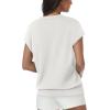 imageWomens Tops Summer Sweaters Short Sleeve Shirts Dressy Casual Basic Casual Cap Sleeve Tops Beach Vacation ClothesWhite