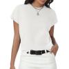 imageWomens Tops Summer Sweaters Short Sleeve Shirts Dressy Casual Basic Casual Cap Sleeve Tops Beach Vacation ClothesWhite