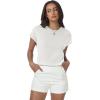 imageWomens Tops Summer Sweaters Short Sleeve Shirts Dressy Casual Basic Casual Cap Sleeve Tops Beach Vacation ClothesWhite