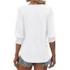 imageXIEERDUO Blouses for Women Dressy Casual 34 Length Sleeve Womens Tops V Neck T Shirts with Smocked CuffsBwhite