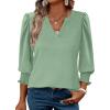 imageXIEERDUO Blouses for Women Dressy Casual 34 Length Sleeve Womens Tops V Neck T Shirts with Smocked CuffsCpea Green