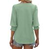 imageXIEERDUO Blouses for Women Dressy Casual 34 Length Sleeve Womens Tops V Neck T Shirts with Smocked CuffsCpea Green