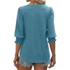 imageXIEERDUO Blouses for Women Dressy Casual 34 Length Sleeve Womens Tops V Neck T Shirts with Smocked CuffsDblue Green