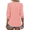 imageXIEERDUO Blouses for Women Dressy Casual 34 Length Sleeve Womens Tops V Neck T Shirts with Smocked CuffsEpink Stripes