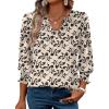 imageXIEERDUO Blouses for Women Dressy Casual 34 Length Sleeve Womens Tops V Neck T Shirts with Smocked CuffsFblack Floral