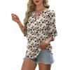 imageXIEERDUO Blouses for Women Dressy Casual 34 Length Sleeve Womens Tops V Neck T Shirts with Smocked CuffsFblack Floral