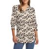 imageXIEERDUO Blouses for Women Dressy Casual 34 Length Sleeve Womens Tops V Neck T Shirts with Smocked CuffsFblack Floral