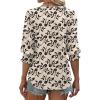 imageXIEERDUO Blouses for Women Dressy Casual 34 Length Sleeve Womens Tops V Neck T Shirts with Smocked CuffsFblack Floral