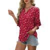 imageXIEERDUO Blouses for Women Dressy Casual 34 Length Sleeve Womens Tops V Neck T Shirts with Smocked CuffsGred Dots