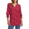 imageXIEERDUO Blouses for Women Dressy Casual 34 Length Sleeve Womens Tops V Neck T Shirts with Smocked CuffsGred Dots