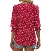 imageXIEERDUO Blouses for Women Dressy Casual 34 Length Sleeve Womens Tops V Neck T Shirts with Smocked CuffsGred Dots