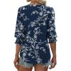 imageXIEERDUO Blouses for Women Dressy Casual 34 Length Sleeve Womens Tops V Neck T Shirts with Smocked CuffsHdark Navy Floral