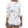 imageXIEERDUO Blouses for Women Dressy Casual 34 Length Sleeve Womens Tops V Neck T Shirts with Smocked CuffsJwhite Blue Floral