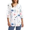 imageXIEERDUO Blouses for Women Dressy Casual 34 Length Sleeve Womens Tops V Neck T Shirts with Smocked CuffsJwhite Blue Floral