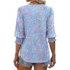 imageXIEERDUO Blouses for Women Dressy Casual 34 Length Sleeve Womens Tops V Neck T Shirts with Smocked CuffsKblue Floral