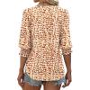 imageXIEERDUO Blouses for Women Dressy Casual 34 Length Sleeve Womens Tops V Neck T Shirts with Smocked CuffsLpink Orange Print
