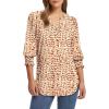imageXIEERDUO Blouses for Women Dressy Casual 34 Length Sleeve Womens Tops V Neck T Shirts with Smocked CuffsLpink Orange Print
