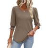 imageXIEERDUO Blouses for Women Dressy Casual 34 Length Sleeve Womens Tops with Smocked CuffsEcoffee Grey
