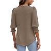 imageXIEERDUO Blouses for Women Dressy Casual 34 Length Sleeve Womens Tops with Smocked CuffsEcoffee Grey