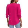 imageXIEERDUO Blouses for Women Dressy Casual 34 Length Sleeve Womens Tops with Smocked CuffsEhot Pink