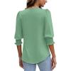 imageXIEERDUO Blouses for Women Dressy Casual 34 Length Sleeve Womens Tops with Smocked CuffsEpea Green