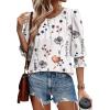 imageXIEERDUO Blouses for Women Dressy Casual 34 Length Sleeve Womens Tops with Smocked CuffsQwhite Floral