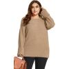 imageXIEERDUO Oversized Sweaters for Women Crewneck Long Sleeve Fuzzy Knit Warm Pullover SweaterAkhaki