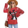 imageXIEERDUO Oversized Sweaters for Women Crewneck Long Sleeve Fuzzy Knit Warm Pullover SweaterBachristmas Elk